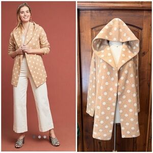 💋Anthropologie Tan and White Polka Dot Sweater size XS